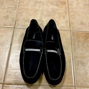 Mens Driving Shoe Stacy Adams Black White 11 m man made uppers leather linings